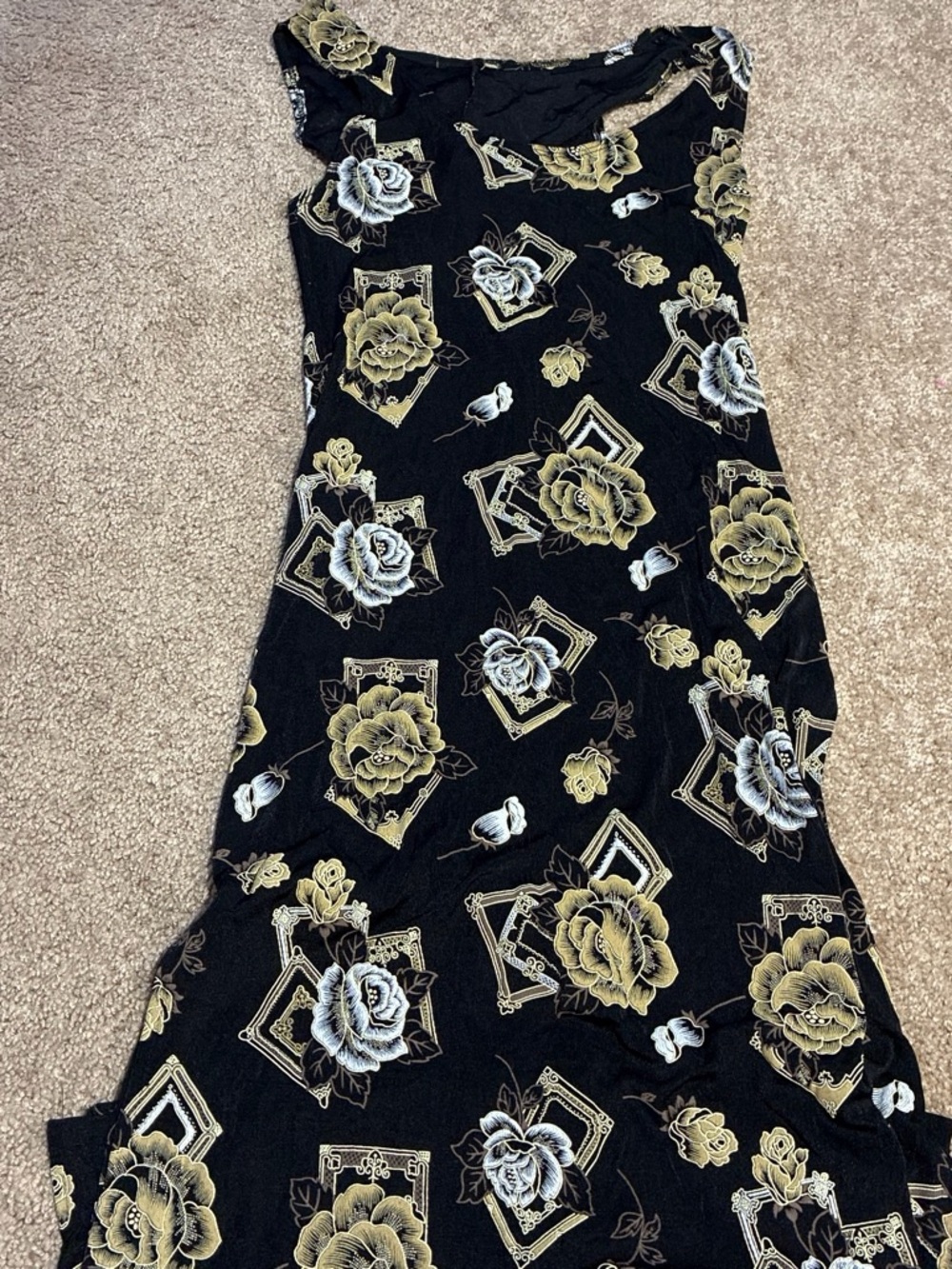 Floral Print Black Maxi Dress - Women Accessories
